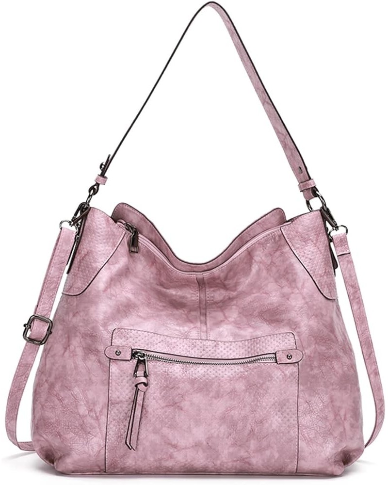 Elegant Handbag Women's Hobo Top-handle Tote Bags Waterproof PU Leather Pink $29.02 Totes