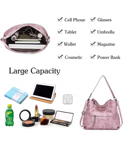 Elegant Handbag Women's Hobo Top-handle Tote Bags Waterproof PU Leather Pink $29.02 Totes