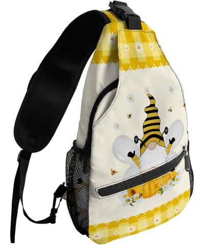 Sling Backpack, Sweet Honey Bee Yellow Truck Pull Honey Cute Flowers Border Waterproof Lightweight Small Sling Bag, Travel Ch...