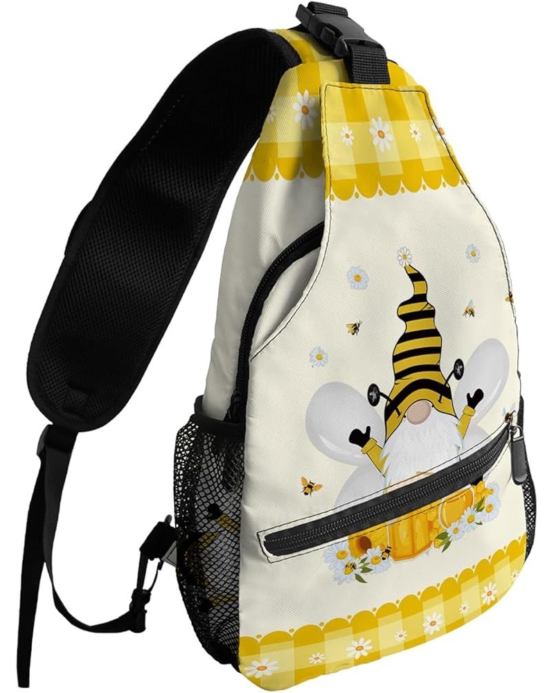 Sling Backpack, Sweet Honey Bee Yellow Truck Pull Honey Cute Flowers Border Waterproof Lightweight Small Sling Bag, Travel Ch...