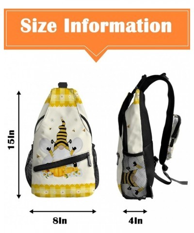 Sling Backpack, Sweet Honey Bee Yellow Truck Pull Honey Cute Flowers Border Waterproof Lightweight Small Sling Bag, Travel Ch...