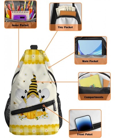 Sling Backpack, Sweet Honey Bee Yellow Truck Pull Honey Cute Flowers Border Waterproof Lightweight Small Sling Bag, Travel Ch...