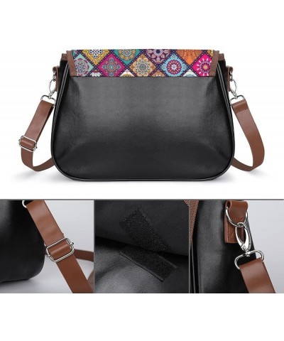 Printed Crossbody Bags Women City Leather Shoulder Bag Satchel Hobo Bags Trendy Orange Geometry Color5 $17.20 Hobo Bags