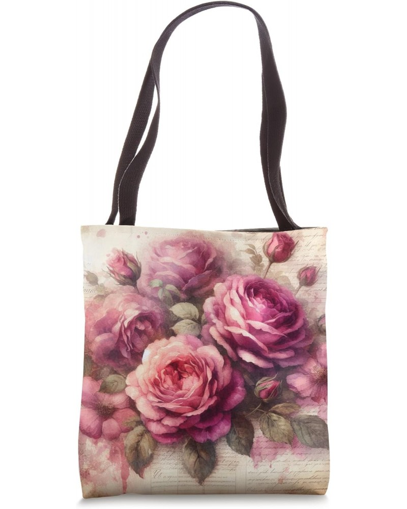 Vintage Floral Fantasy Pink Flower Tote Bag $11.28 Totes