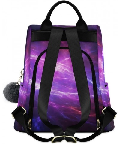 Black Cat with Wings Rucksack Backpack for Women Anti Theft Back Zipper Pocket Design Travel Bag with Pompom Nebula Space $20...