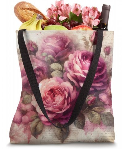 Vintage Floral Fantasy Pink Flower Tote Bag $11.28 Totes