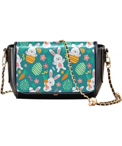 Cute Bunnies Design Stylish Leather Clamshell Crossbody Handbag with Detachable Adjustable shoulder strap $16.40 Crossbody Bags