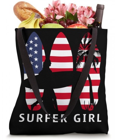 American Flag Surfer Girl Surfboard Flag Surfing Tote Bag $9.90 Totes