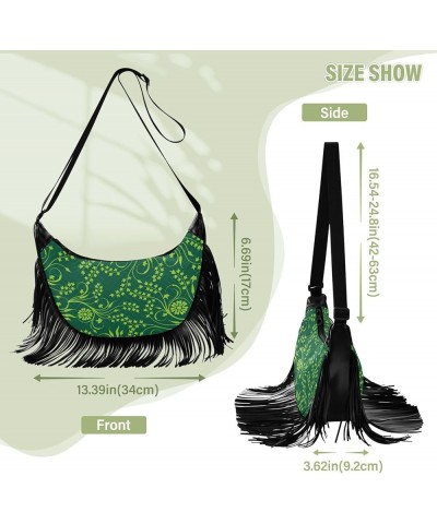 Women Fringe Tassel Cross Body Bag Ombre Blue Lotus Leisure Shoulder Bag Color146 $13.22 Crossbody Bags