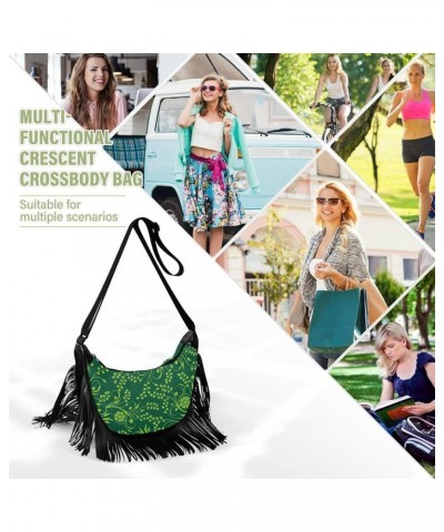 Women Fringe Tassel Cross Body Bag Ombre Blue Lotus Leisure Shoulder Bag Color146 $13.22 Crossbody Bags