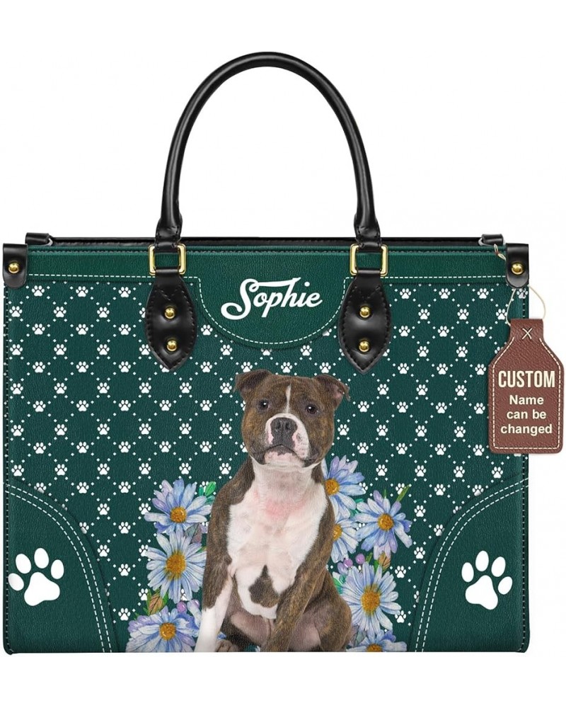 Personalized Staffordshire Bull Terrier Dog Handbags, Custom Name Dog Leather Bags, Purses, Shoulder Bag, Gift For Dog Mom St...