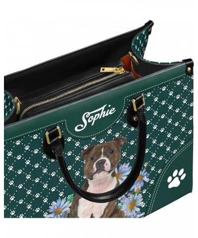 Personalized Staffordshire Bull Terrier Dog Handbags, Custom Name Dog Leather Bags, Purses, Shoulder Bag, Gift For Dog Mom St...