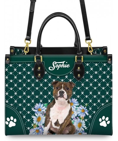 Personalized Staffordshire Bull Terrier Dog Handbags, Custom Name Dog Leather Bags, Purses, Shoulder Bag, Gift For Dog Mom St...