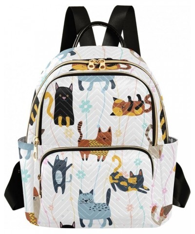 Backpack Purse for Women Kawaii Cats Flower, Mini Fashion Backpack Lightweight Casual Daypack Shoulder Bag Travel Backpack, M...