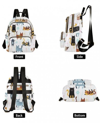 Backpack Purse for Women Kawaii Cats Flower, Mini Fashion Backpack Lightweight Casual Daypack Shoulder Bag Travel Backpack, M...