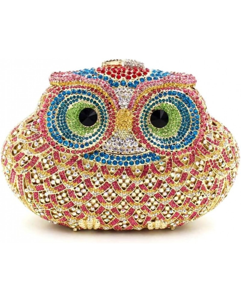 Women Cute Cartoon Rhinestone Evening Handbag Luxury Crystal Clutch Purse Owl Party Prom Evening Bag Blue Red Pink Blue $67.8...