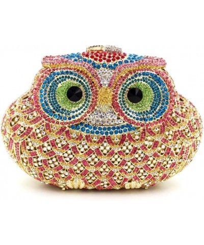 Women Cute Cartoon Rhinestone Evening Handbag Luxury Crystal Clutch Purse Owl Party Prom Evening Bag Blue Red Pink Blue $67.8...