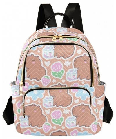 Women's Small Fashion Backpack Adorable Capybara Print Ladies Travel Daypack Aesthetic Shoulder Bag 10.2×5.1×12.5 IN $16.95 B...