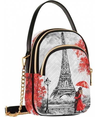 Small Crossbody Bags for Women Trendy Eiffel Tower Red Cherry Blossoms Travel Sling Bag Women's Crossbody Handbags Satchel Ba...