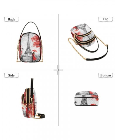 Small Crossbody Bags for Women Trendy Eiffel Tower Red Cherry Blossoms Travel Sling Bag Women's Crossbody Handbags Satchel Ba...