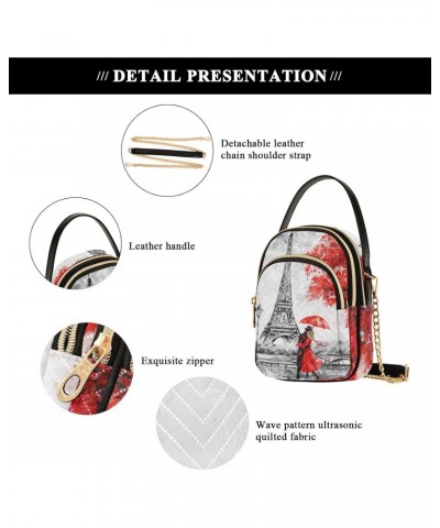 Small Crossbody Bags for Women Trendy Eiffel Tower Red Cherry Blossoms Travel Sling Bag Women's Crossbody Handbags Satchel Ba...