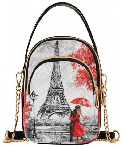 Small Crossbody Bags for Women Trendy Eiffel Tower Red Cherry Blossoms Travel Sling Bag Women's Crossbody Handbags Satchel Ba...