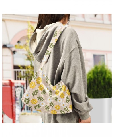 Spring Floral Pattern Design Faux Plush Tote Handbags Versatile Underarm Bag Stylish Shuolder Bag for Women $9.02 Totes