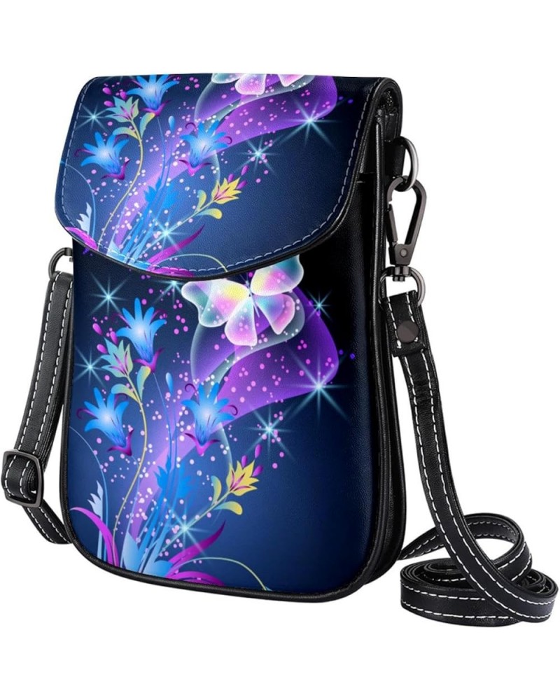 Stylish Leather Phone Bag - Crossbody Purse for Women - Classic & Functional Shoulder Bag Floral Pattern with Leaves Multicol...