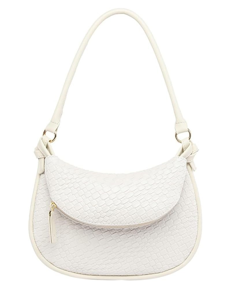 Woven Shoulder Bag Purse Y2K Women Stylish Clutch Bag Purse Retro Crossbody Bag White $19.54 Totes