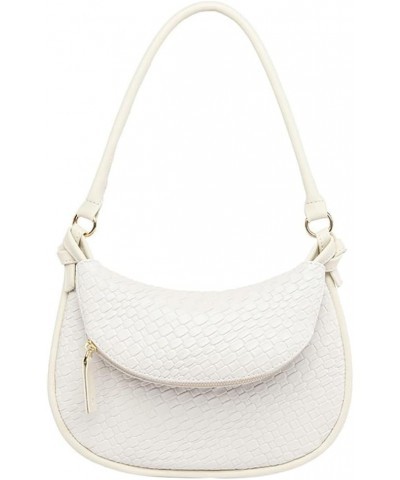 Woven Shoulder Bag Purse Y2K Women Stylish Clutch Bag Purse Retro Crossbody Bag White $19.54 Totes