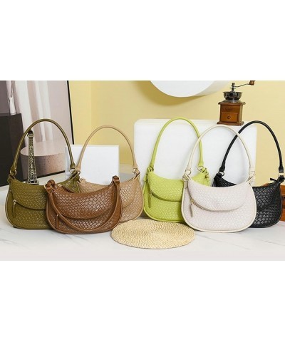 Woven Shoulder Bag Purse Y2K Women Stylish Clutch Bag Purse Retro Crossbody Bag White $19.54 Totes