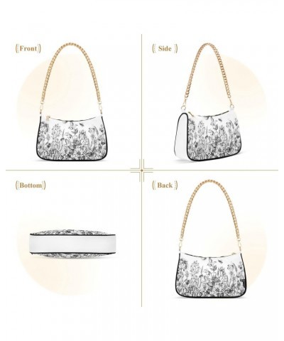 White Garden Shoulder Bag for Women Chain Handbags with Zipper Womens Tote Chain Bag $16.49 Shoulder Bags