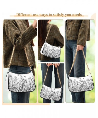 White Garden Shoulder Bag for Women Chain Handbags with Zipper Womens Tote Chain Bag $16.49 Shoulder Bags