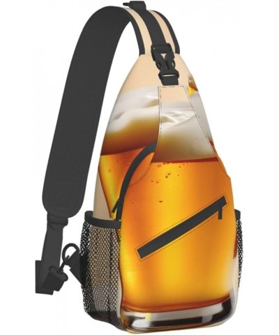 Bell Orchid Pattern Crossbody Bag Chest Shoulder Bag Small Casual Backpack Suitable For Women Men Hiking Beer Foam $17.80 Cro...