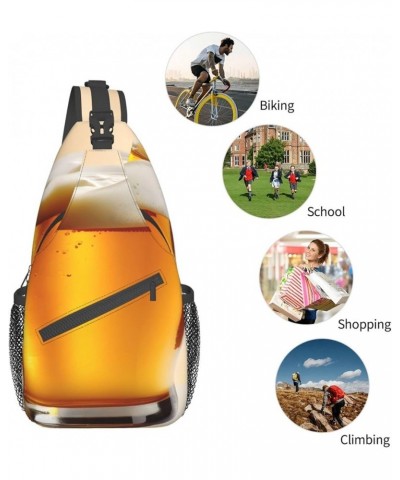 Bell Orchid Pattern Crossbody Bag Chest Shoulder Bag Small Casual Backpack Suitable For Women Men Hiking Beer Foam $17.80 Cro...