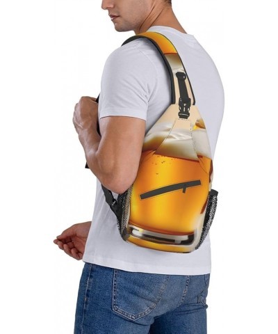 Bell Orchid Pattern Crossbody Bag Chest Shoulder Bag Small Casual Backpack Suitable For Women Men Hiking Beer Foam $17.80 Cro...