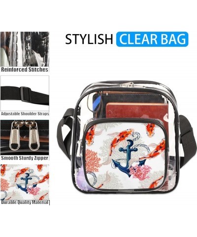 Flower Samoyed Stadium-Approved Clear Crossbody Bag with Colorful Print Design With Koi Fish Anchor $12.95 Crossbody Bags