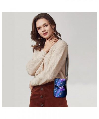 Stylish Leather Phone Bag - Crossbody Purse for Women - Classic & Functional Shoulder Bag Floral Pattern with Leaves Multicol...