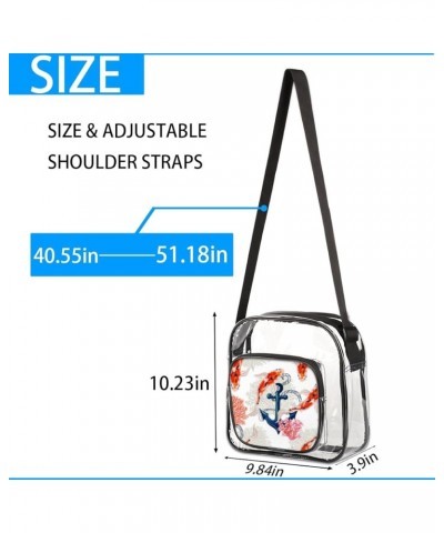 Flower Samoyed Stadium-Approved Clear Crossbody Bag with Colorful Print Design With Koi Fish Anchor $12.95 Crossbody Bags