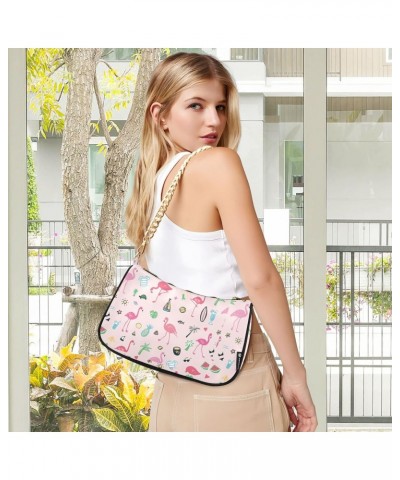 Pink Flamingo Shoulder Bag for Women Crossbody Small Tote Bag Purses Little Purse Mini Handbag for Travel Business Work $16.1...