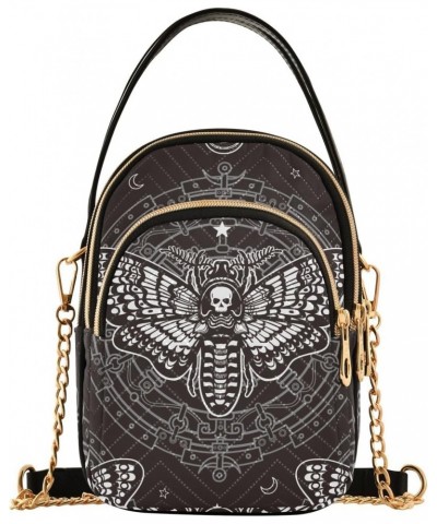 Black White Skull Dragonfly Small Crossbody Bag Quilted Handbags for Women Chain Shoulder Bag $13.77 Crossbody Bags