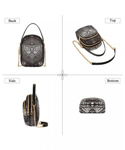 Black White Skull Dragonfly Small Crossbody Bag Quilted Handbags for Women Chain Shoulder Bag $13.77 Crossbody Bags