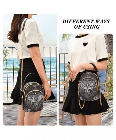 Black White Skull Dragonfly Small Crossbody Bag Quilted Handbags for Women Chain Shoulder Bag $13.77 Crossbody Bags