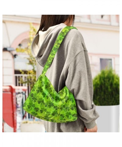 Women Single Shoulder Bag Fur Tote, Snowman Navidad Women Designer Hobo Bags, Designer Handbag Shamrock $9.66 Totes