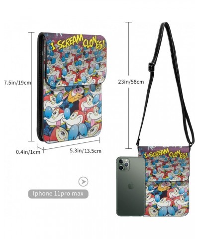 The Ren Anime Stimpy Show Small Cell Phone Purse Crossbody Leather Handy Phone Bag Adjustable Shoulder Strap For Travel Daily...