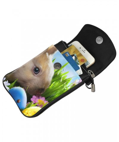 Easter Bunny And Coloured Eggs Women Cell Phone Purse Small Crossbody Bag Leather Shoulder Bag Card Holder Wallet $16.97 Cros...