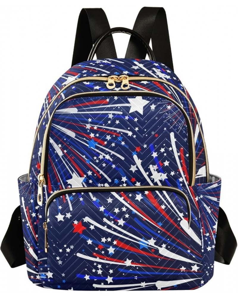 4th of July Women Backpack American Fireworks Anti-Theft Travel Backpack Lightweight Handbag Roomy Weekend Bag Everyday Use P...