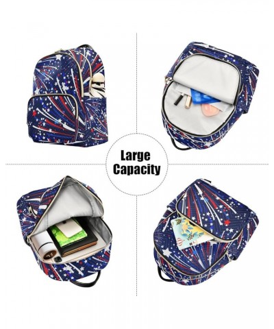 4th of July Women Backpack American Fireworks Anti-Theft Travel Backpack Lightweight Handbag Roomy Weekend Bag Everyday Use P...