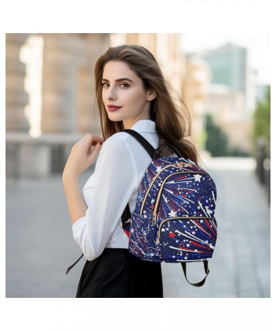 4th of July Women Backpack American Fireworks Anti-Theft Travel Backpack Lightweight Handbag Roomy Weekend Bag Everyday Use P...