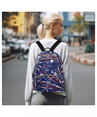 4th of July Women Backpack American Fireworks Anti-Theft Travel Backpack Lightweight Handbag Roomy Weekend Bag Everyday Use P...